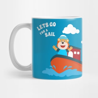 Cute lion the animal sailor on the boat Mug